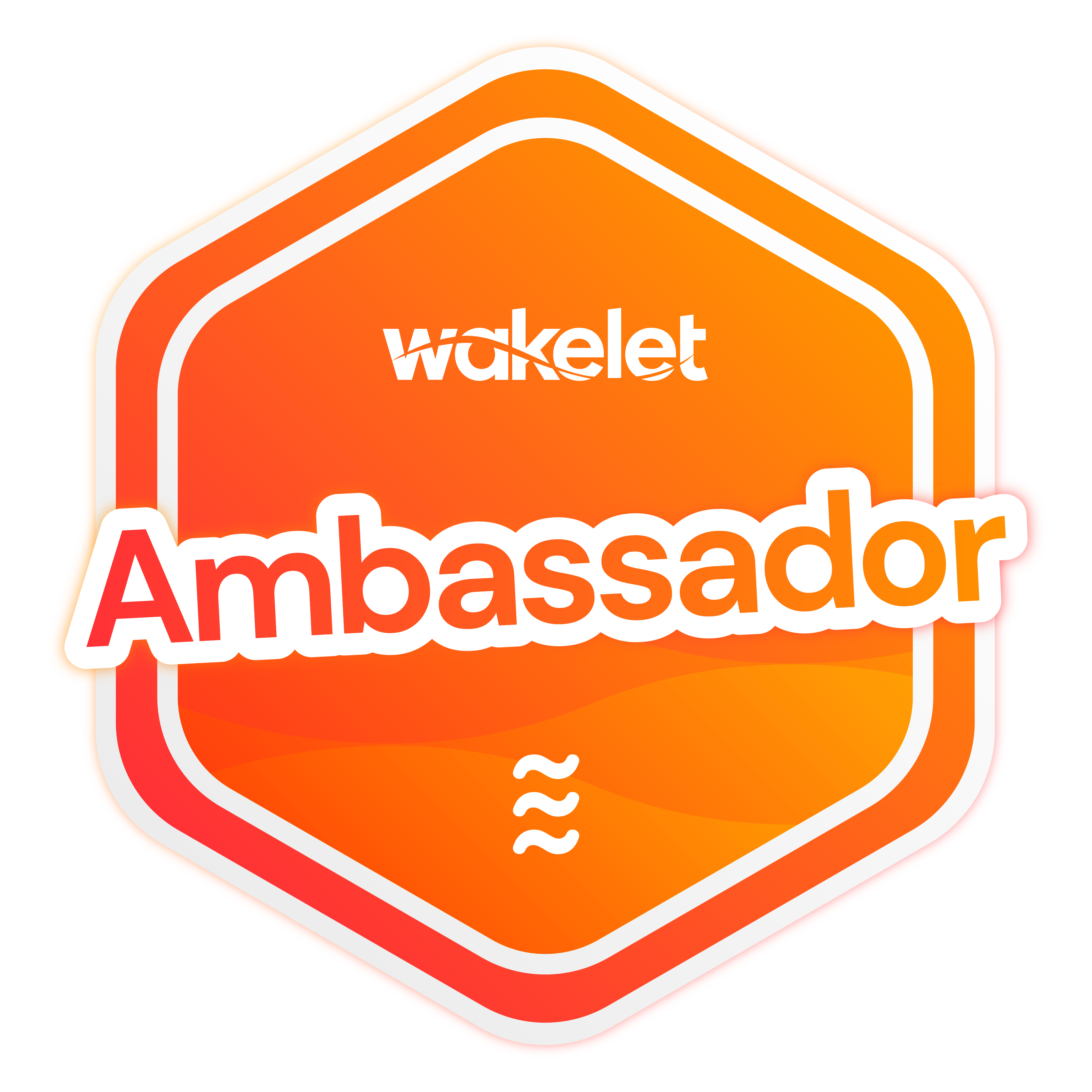 orange hexagon badge "Wakelet Ambassador"